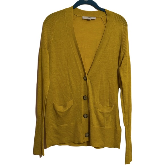 LOFT Sweaters Loft Mustard Yellow Boyfriend Cardigan Poshmark